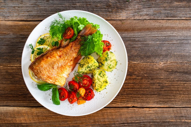 Prato de peixe grelhado português